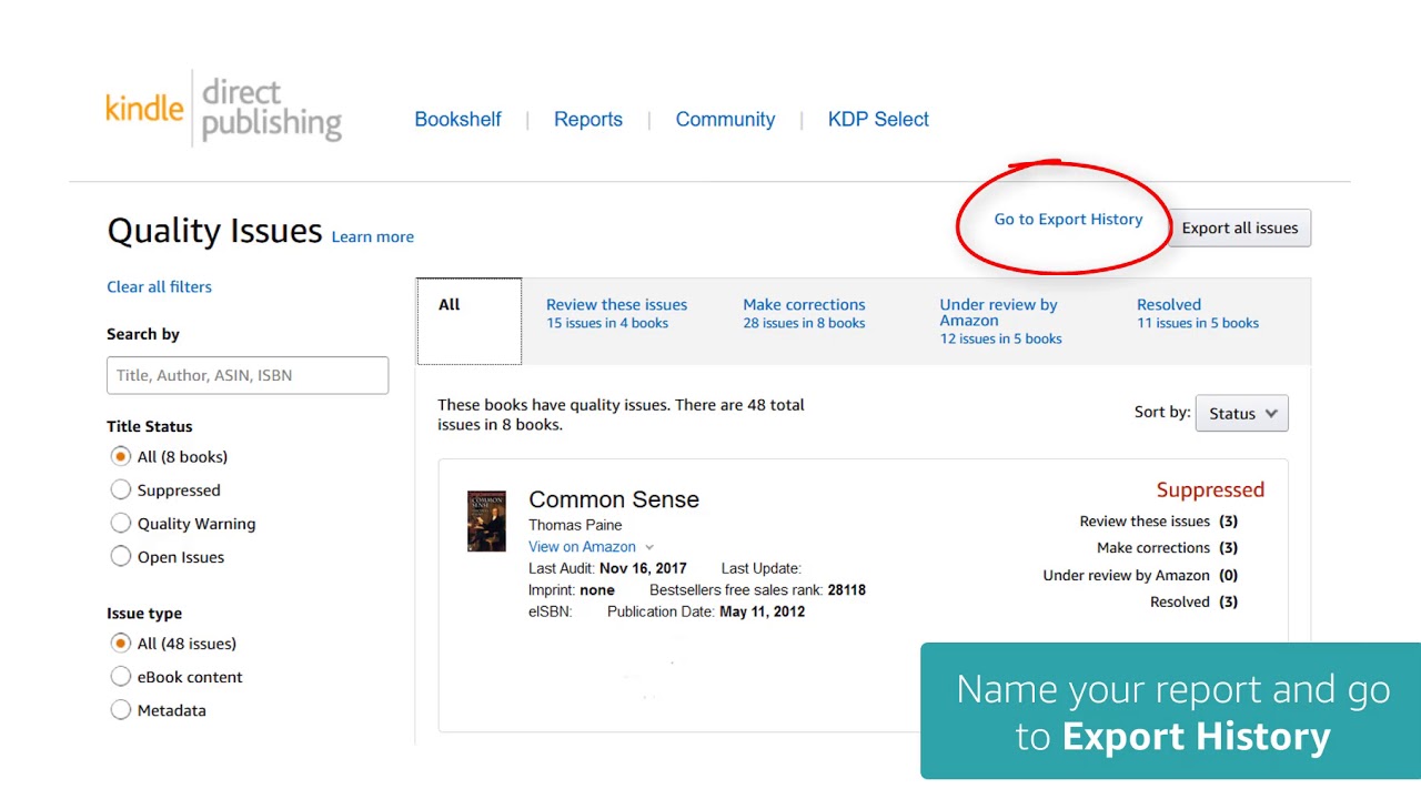 Publishing dashboard showing an existing book manuscript being updated without creating another series volume